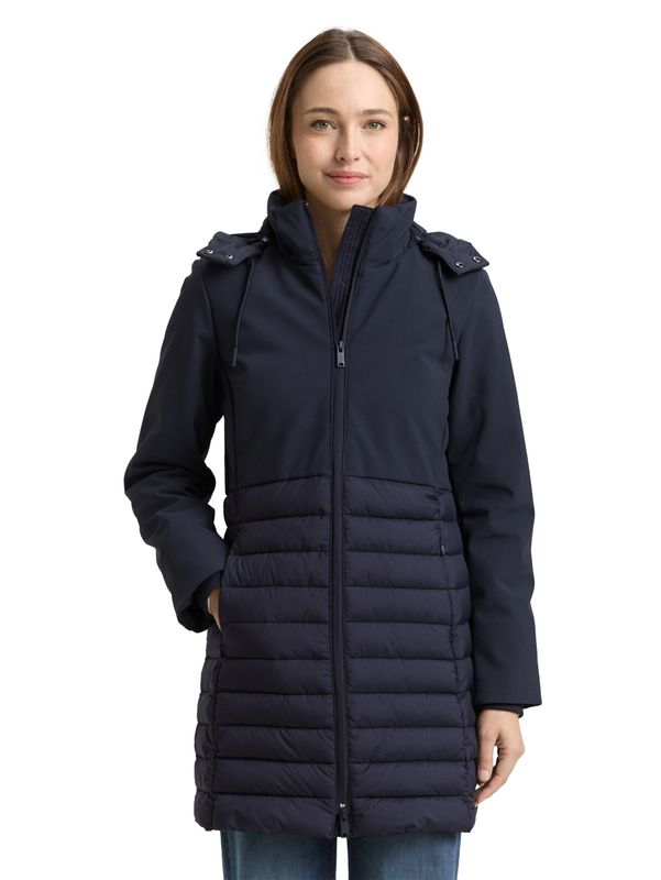 Tom Tailor Softshell hybride gewatteerde jas met capuchon, Sky Captain Blue