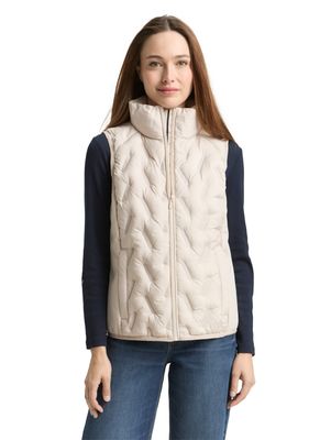Tom Tailor Hybride lichtgewicht gewatteerd bodywarmer, sand stone beige Tom Tailor Hybride lichtgewicht gewatteerd bodywarmer, sand stone beige