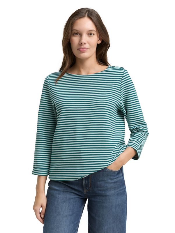 Tom Tailor Shirt met lange mouwen en knoopdetails, mint green regular stripe