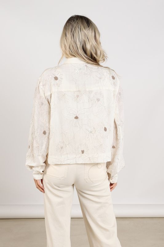 Nukus Adora Blouse Embroidery, Off White