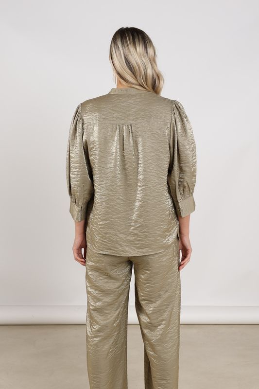 Nukus Lilly Blouse Shiny, Army
