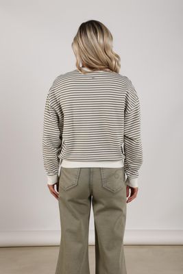 Nukus Patty Pullover Stripe, Offwhite/Army