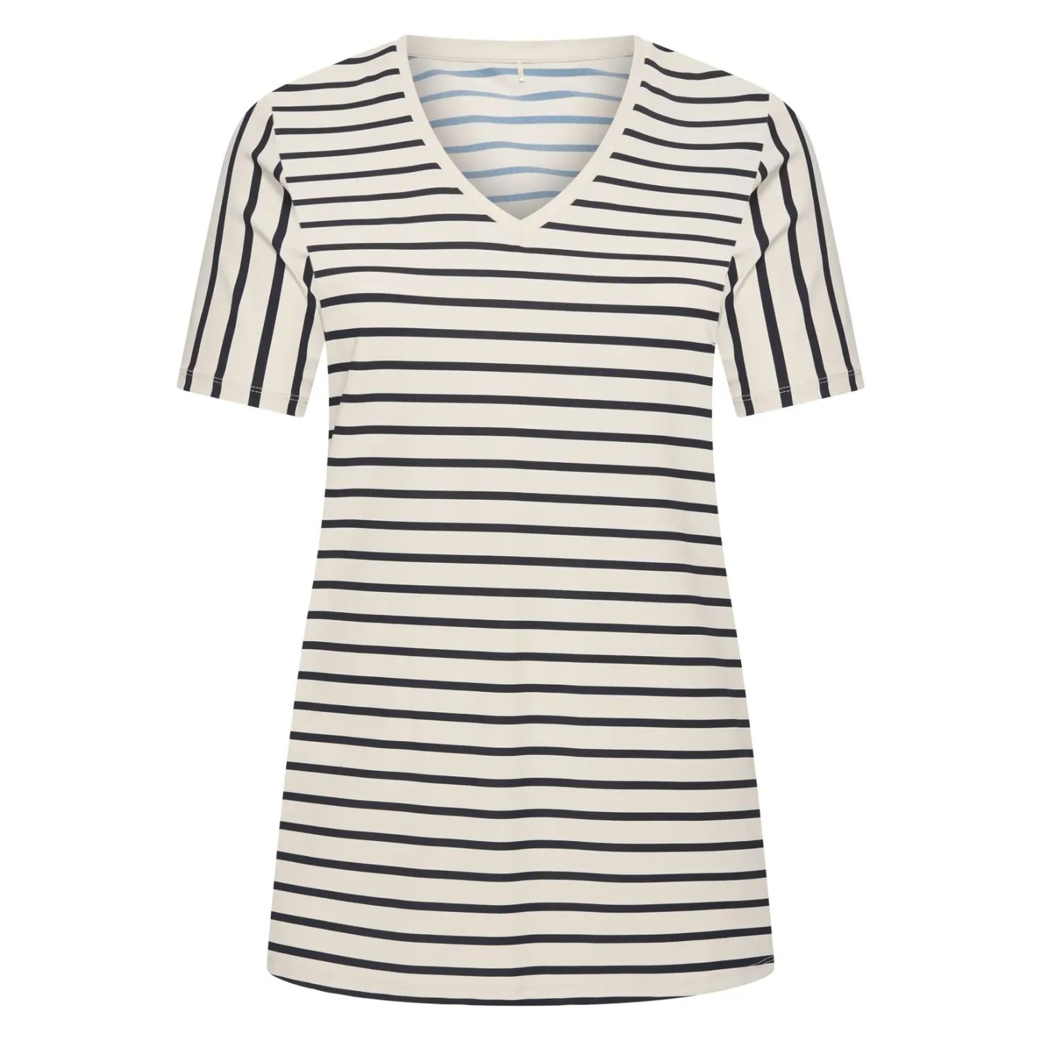 Plus Basics Tee V-Neck Midi. Breton Stripe