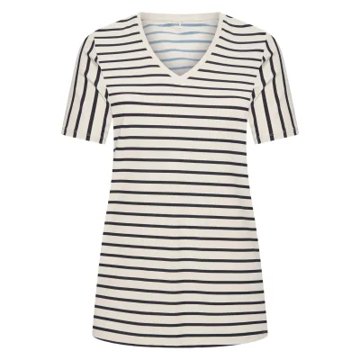 Plus Basics Tee V-Neck Midi. Breton Stripe