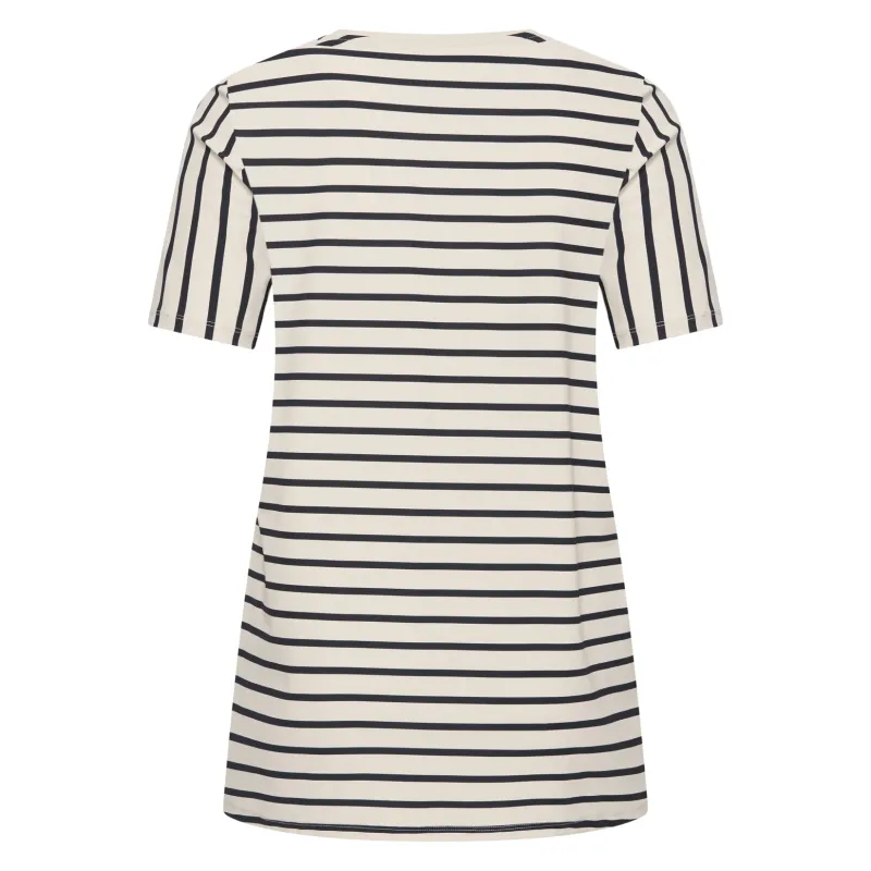 Plus Basics Tee V-Neck Midi. Breton Stripe