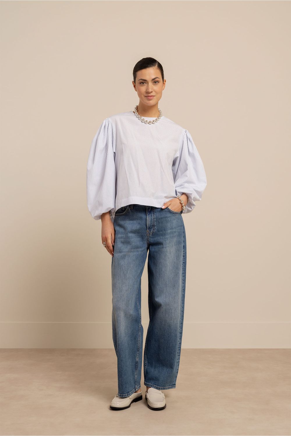 Studio Anneloes Florence stripe top, light blue/off white Studio Anneloes Florence stripe top, light blue/off white