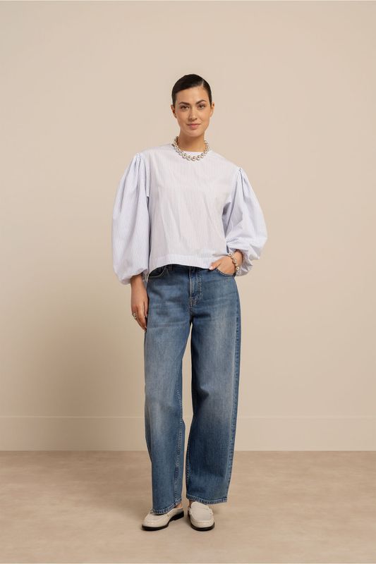 Studio Anneloes Florence stripe top,  light blue/off white