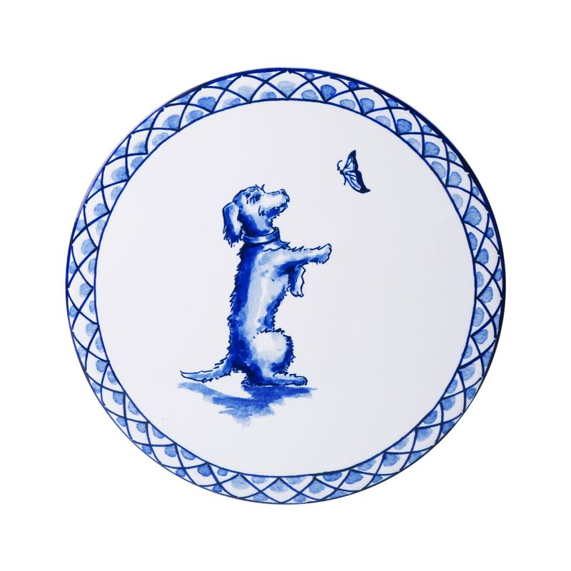 Heinen Pannenonderzetter Teckel Nhaan - Sharing Moments - Keramiek - 18 cm, delfts blauw