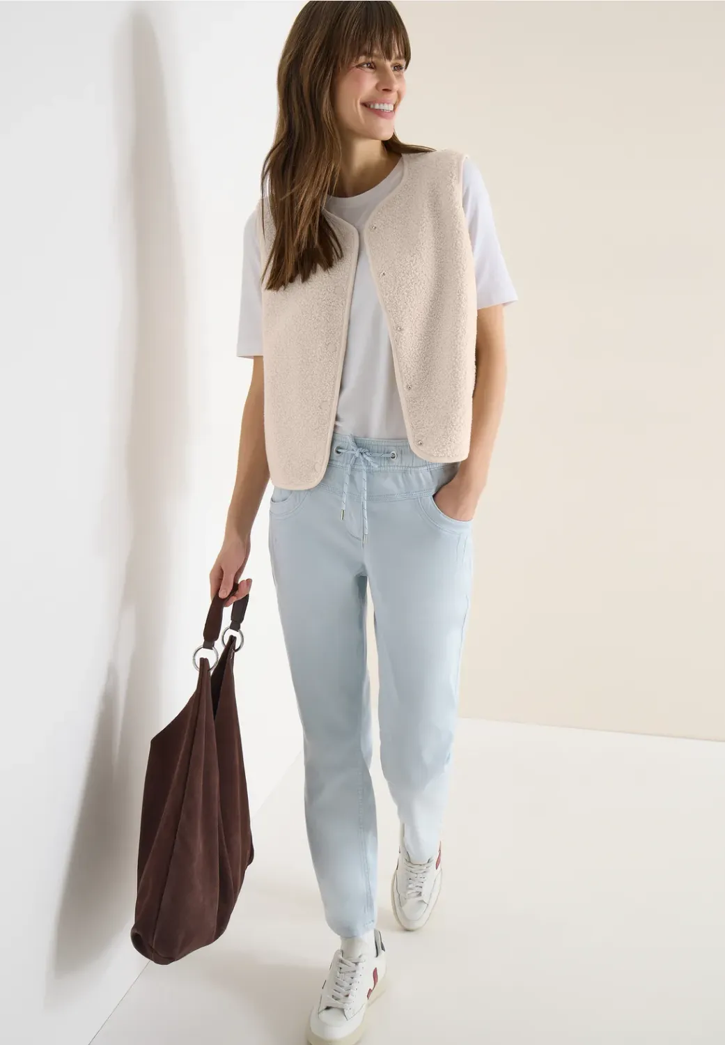 Cecil Vest met knoopsluiting, teddy vanilla white