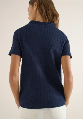 Cecil Tweekleurig Shirt. universal blue