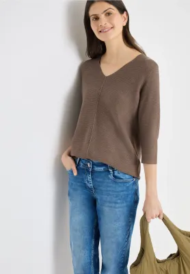 Cecil Structured V-neck, coffee taupe Cecil Structured V-neck, coffee taupe