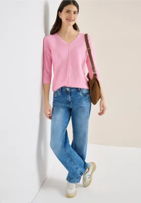 Cecil Structured V-neck, flamingo rose Cecil Structured V-neck, flamingo rose