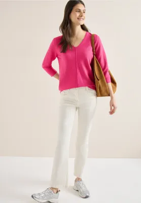 Cecil Structured V-neck, beetroot pink Cecil Structured V-neck, beetroot pink