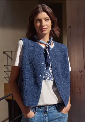 Cecil Vest met knoopsluiting, sporty denim blue Cecil Vest met knoopsluiting, sporty denim blue
