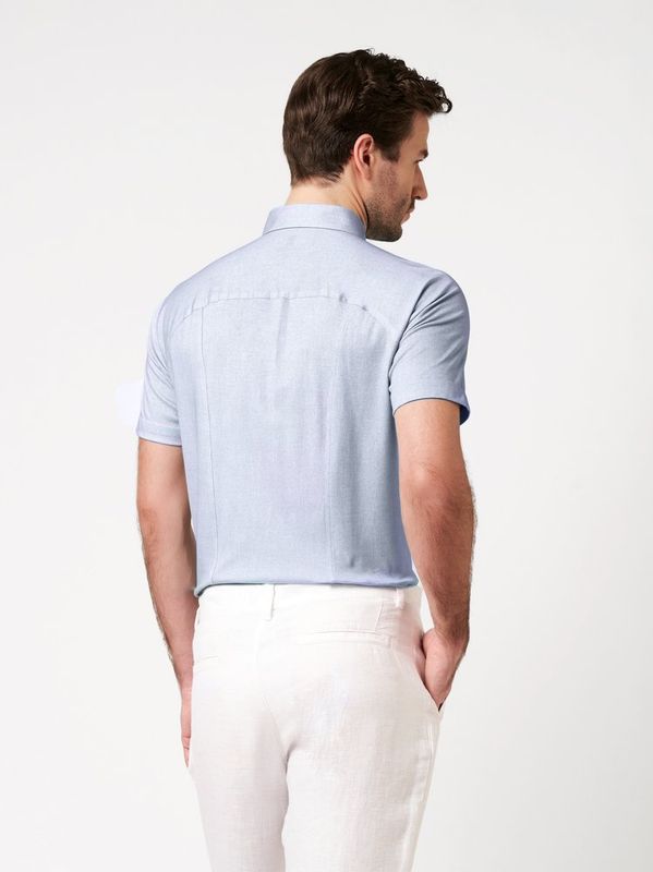 Desoto Casual Polo Kent 1/2, Light blue oxford