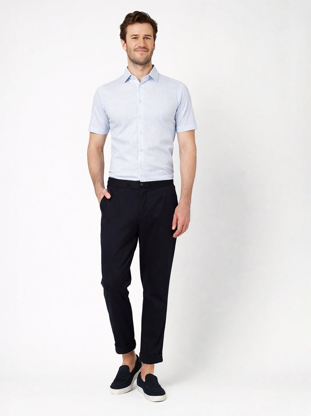Desto Casual Kent 1/2, light blue white stripes Desto Casual Kent 1/2, light blue white stripes