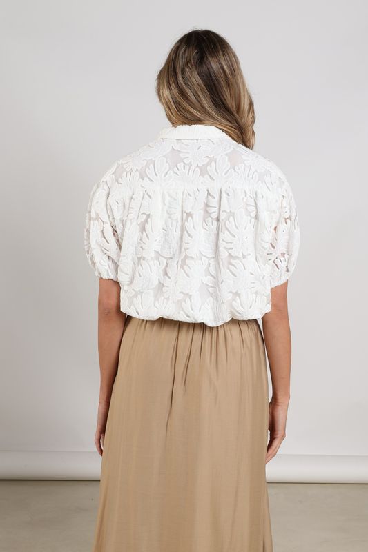 Nukus Berit Blouse Embroidery, Off White