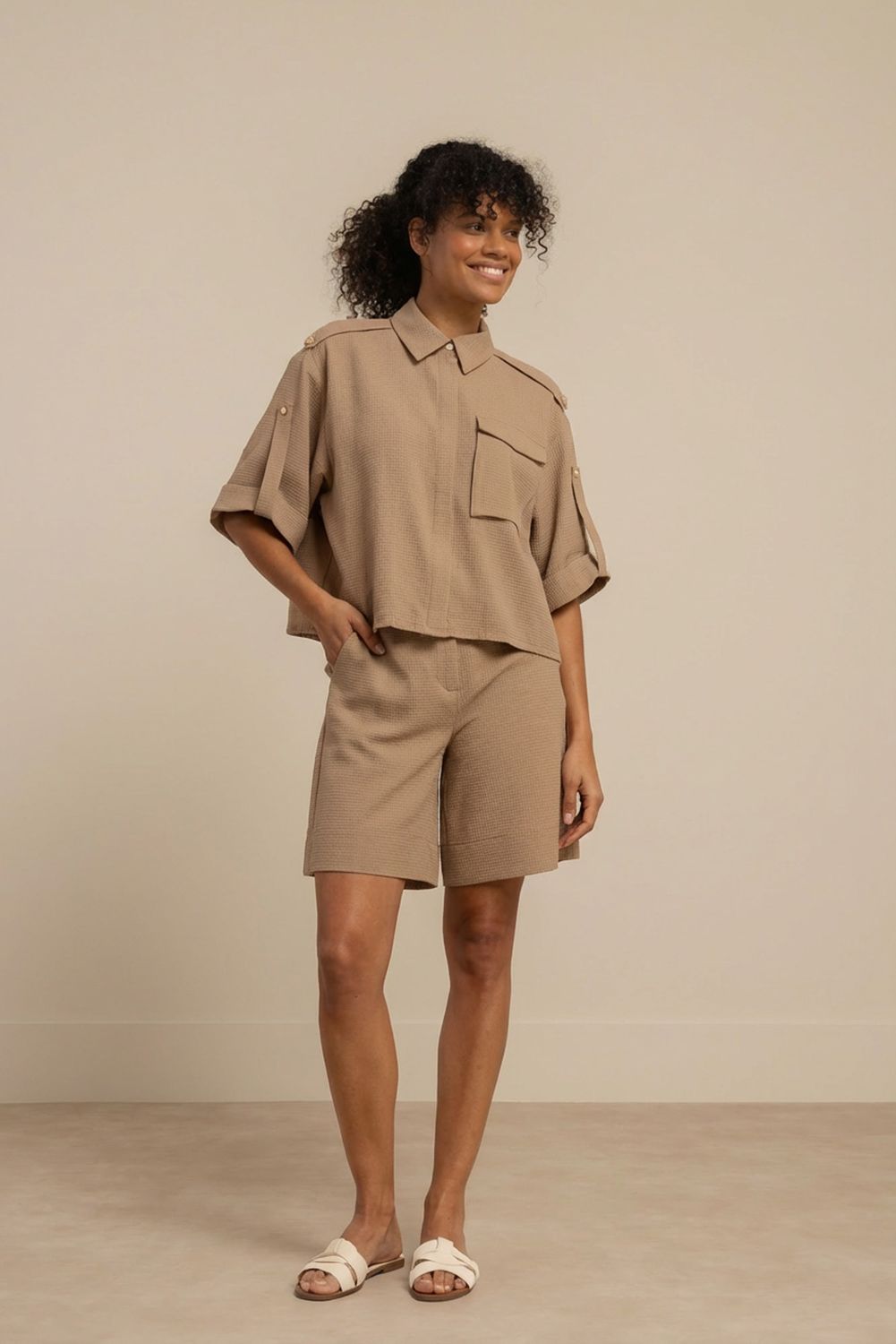 Studio Anneloes Nellie waffle blouse, latte Studio Anneloes Nellie waffle blouse, latte