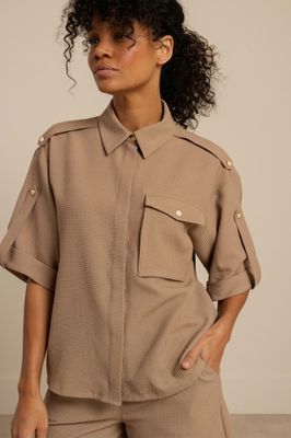 Studio Anneloes Nellie waffle blouse, latte