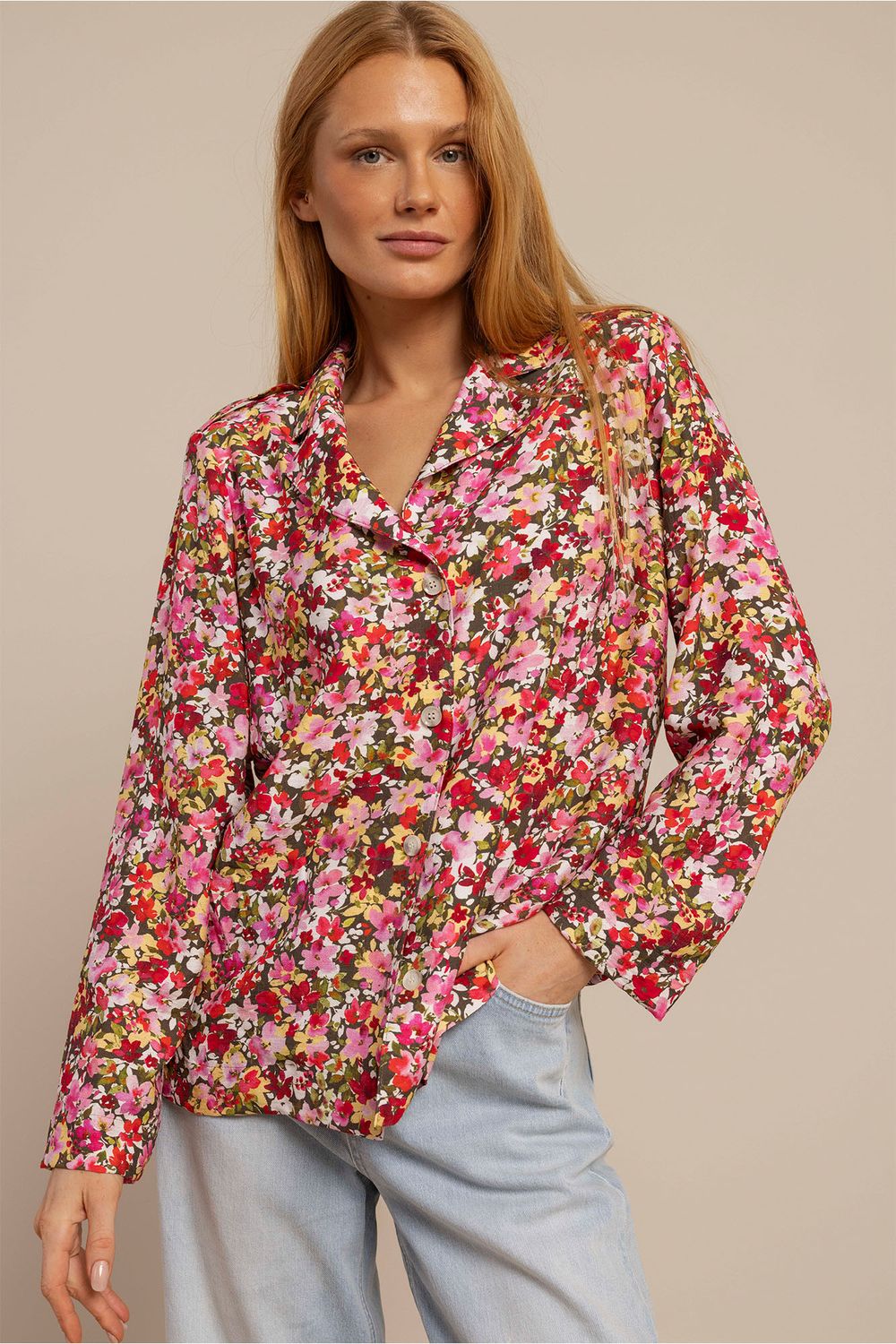 Studio Anneloes Minka flower blazer blouse, multi Studio Anneloes Minka flower blazer blouse, multi