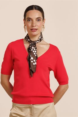 Studio Anneloes Sandy V neck pullover, coral red