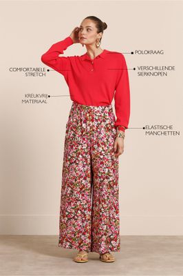 Studio Anneloes Pelin fancy button polo, coral red