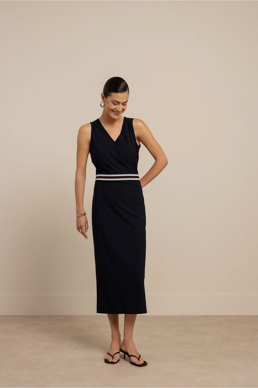 Studio Anneloes Tirza tape dress, Dark Blue