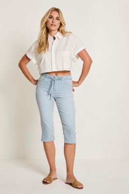 Para Mi Grace Capri, Light Blue Summer Stripes Para Mi Grace Capri, Light Blue Summer Stripes