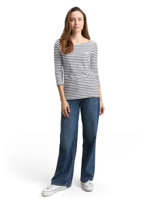 Tom Tailor Striped Boatneck T-shirt, Navy Offwhite Tom Tailor Striped Boatneck T-shirt, Navy Offwhite