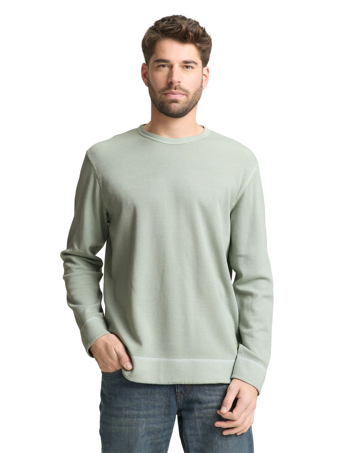 Tom Tailor soft Shirt met lange mouwen en wafelstructuur, greyish green Tom Tailor soft Shirt met lange mouwen en wafelstructuur, greyish green