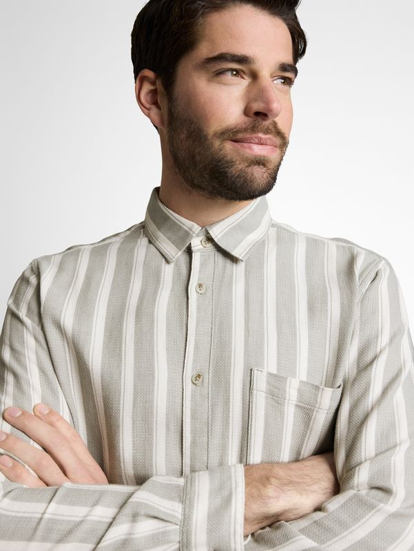 Tom Tailor Overshirt, Structured green stripe