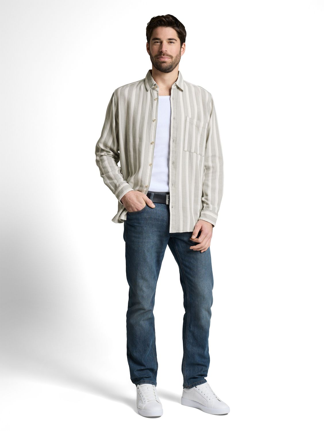 Tom Tailor Overshirt, Structured green stripe Tom Tailor Overshirt, Structured green stripe