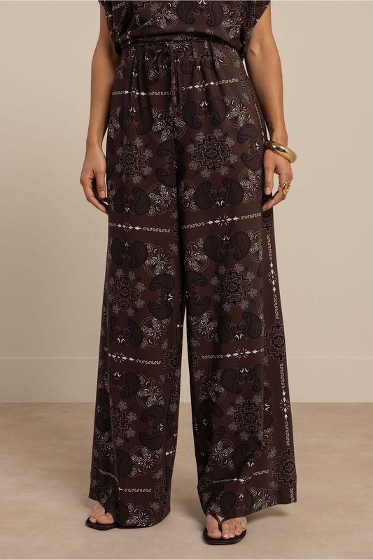 Studio Anneloes Grace paisley trousers, espresso/kit
