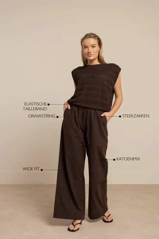 Studio Anneloes Grace linen trousers, espresso