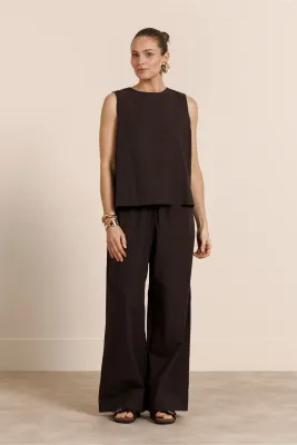 Studio Anneloes Gilian linen top, espresso