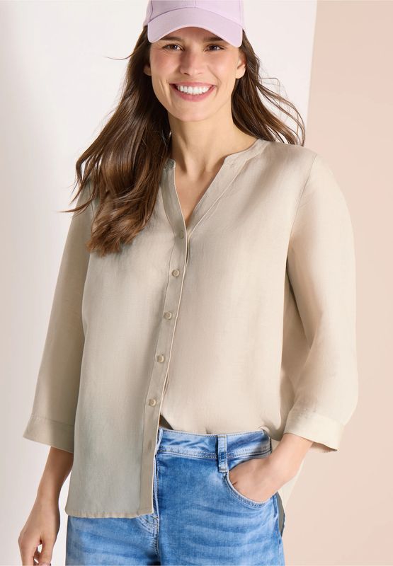 Cecil 3/4 mouw blouse van linnenmix, macadamia beige