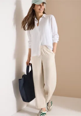 Cecil Wide Legs broek in Loose Fit van linnenmix, macadamia beige