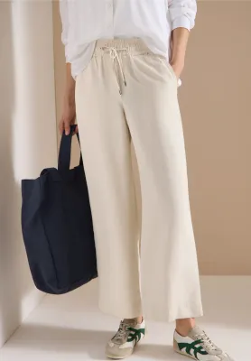 Cecil Wide Legs broek in Loose Fit van linnenmix, macadamia beige