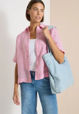 Cecil Blouse met korte mouwen puur Linnen, fresh red