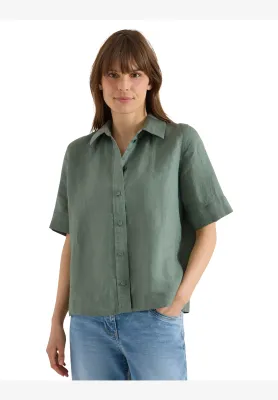 Cecil Blouse met korte mouwen van puur linnen, just khaki