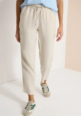 Cecil Slim Legs broek linnen, macadamia beige