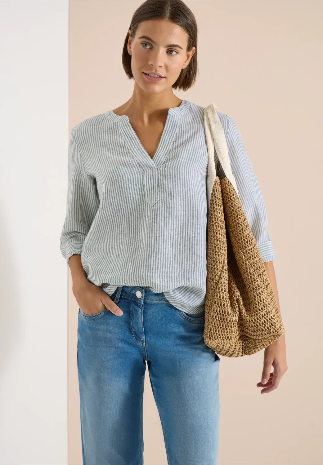 Cecil Blouse met 3/4 mouwen, just khaki