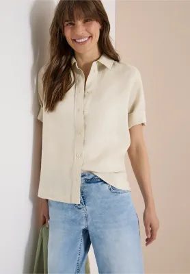 Cecil Blouse met korte mouwen van puur linnen, macadamia beige Cecil Blouse met korte mouwen van puur linnen, macadamia beige