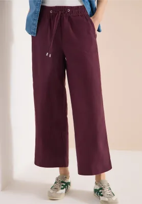 Cecil Wide Legs broek in Loose Fit van linnenmix, rich burgundy