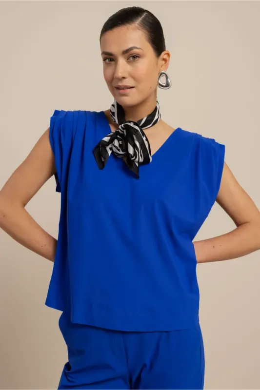 Studio Anneloes Leona vneck top, electric blue