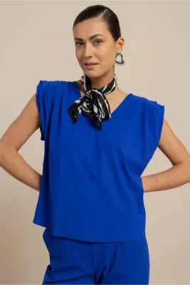 Studio Anneloes Leona vneck top, electric blue