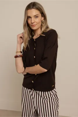 Studio Anneloes Jerry sl cardigan, espresso