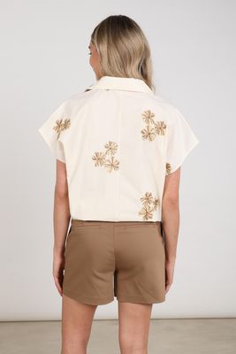 Nukus Daniek Top Embroidery, Offwhite/Fango