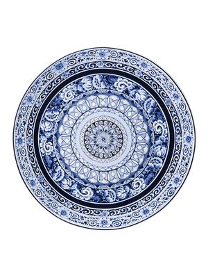 Heinen Wandbord Delftse Mandala - Keramiek - 42 cm, delfts blauw
