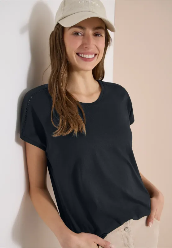 Cecil Shirt met V-hals en kanten detail, palm breeze green